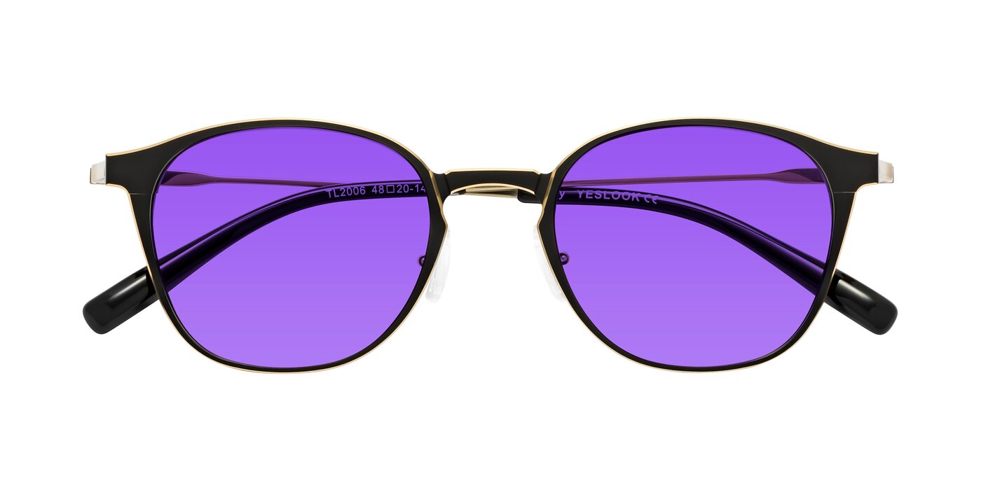 Lzzy - Metallic Black/Gold Tinted Sunglasses
