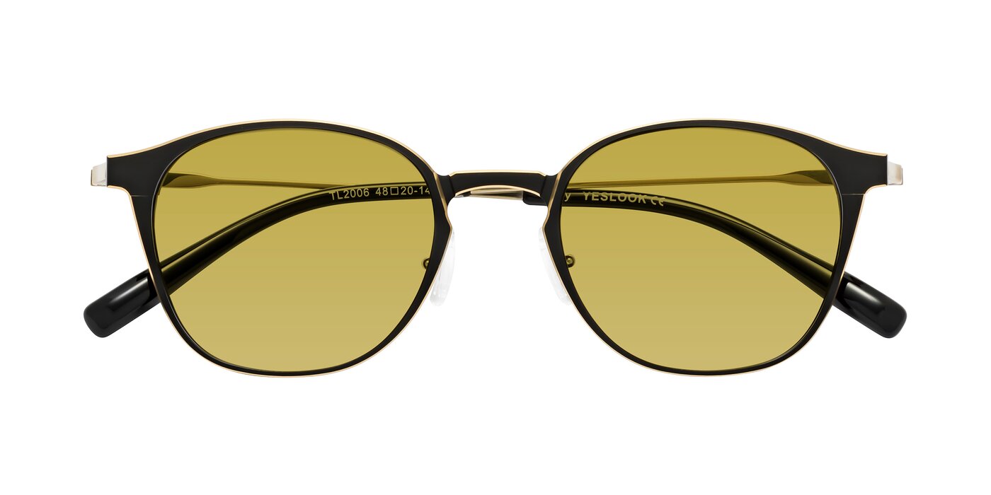 Lzzy - Metallic Black / Gold Tinted Sunglasses