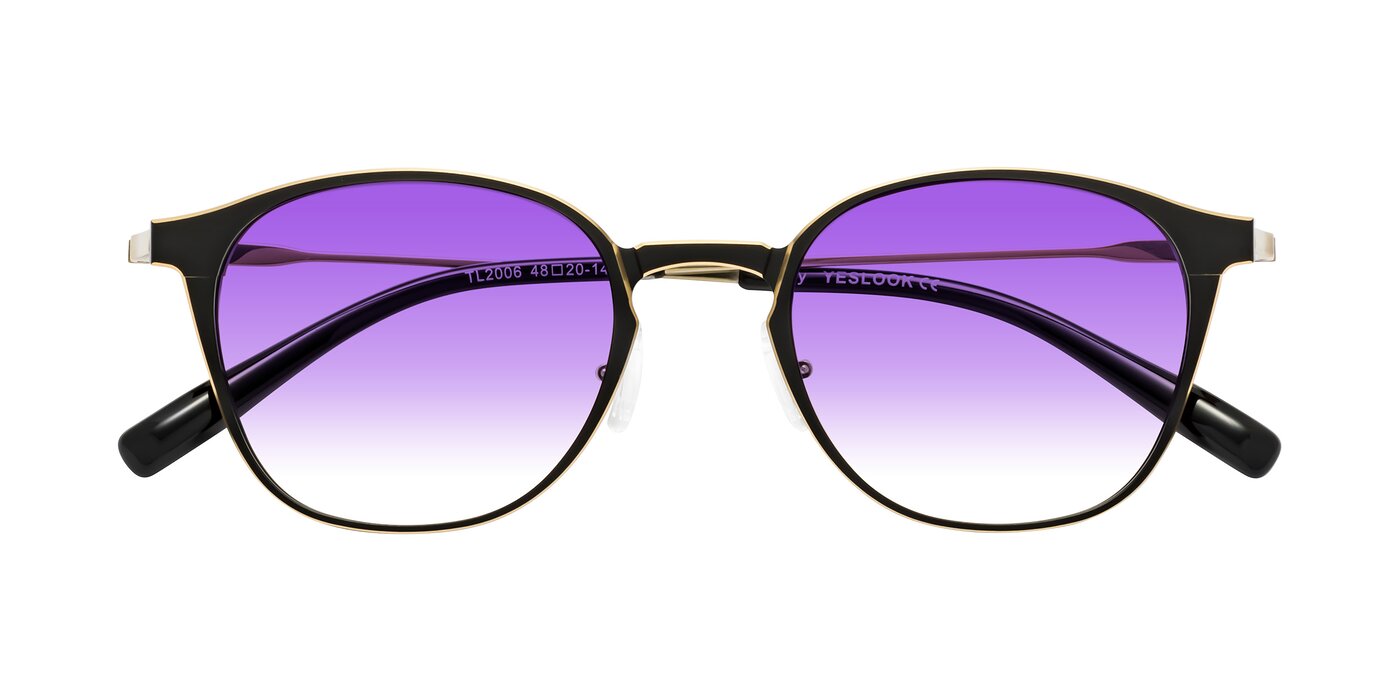 Lzzy - Metallic Black/Gold Gradient Sunglasses