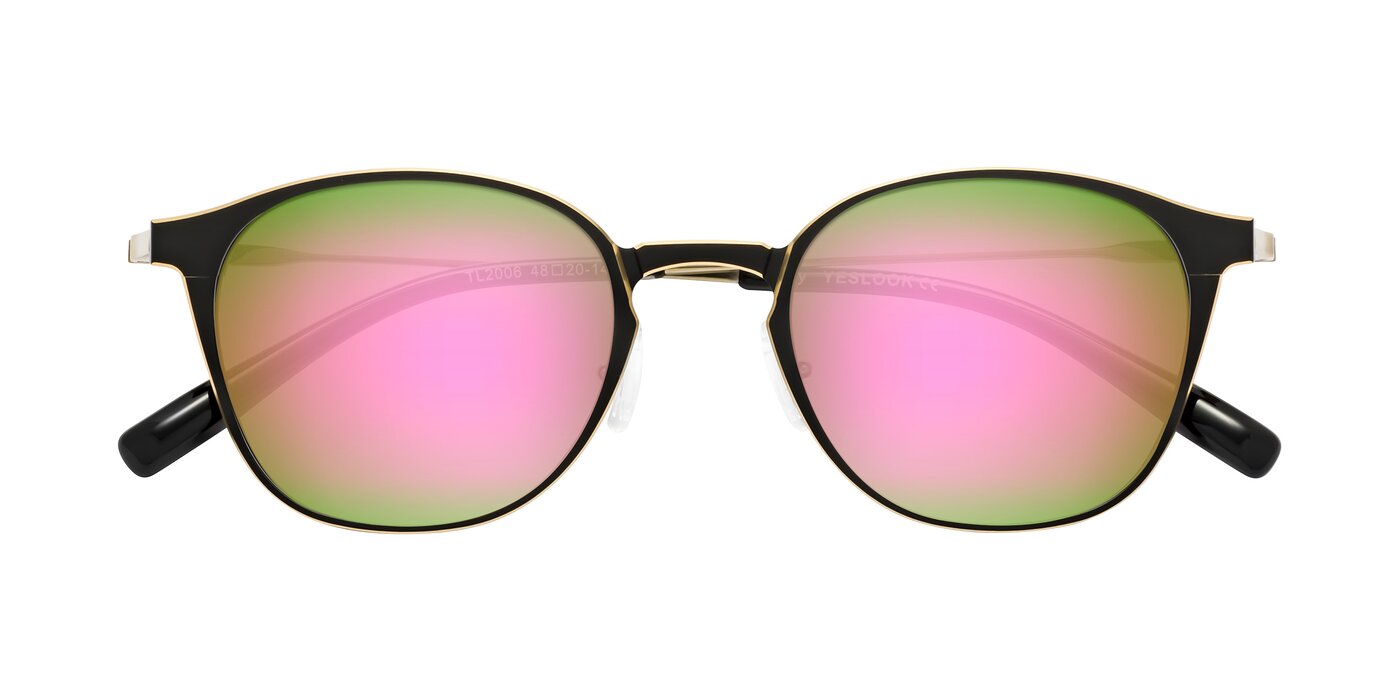 Lzzy - Metallic Black/Gold Flash Mirrored Sunglasses
