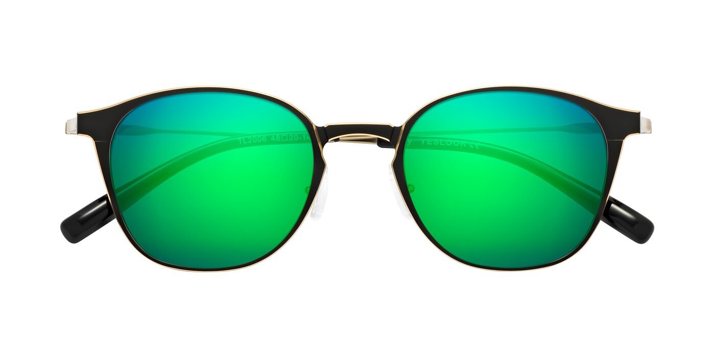Lzzy - Metallic Black/Gold Flash Mirrored Sunglasses