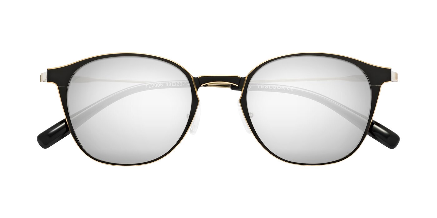 Lzzy - Metallic Black/Gold Flash Mirrored Sunglasses