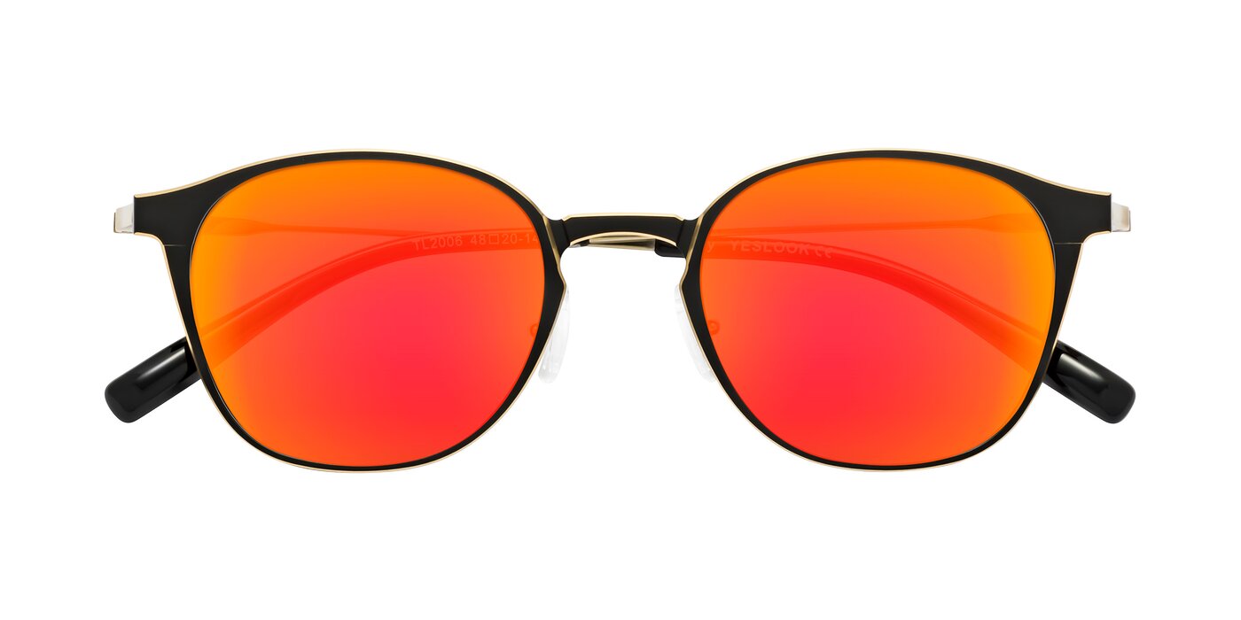 Lzzy - Metallic Black/Gold Flash Mirrored Sunglasses