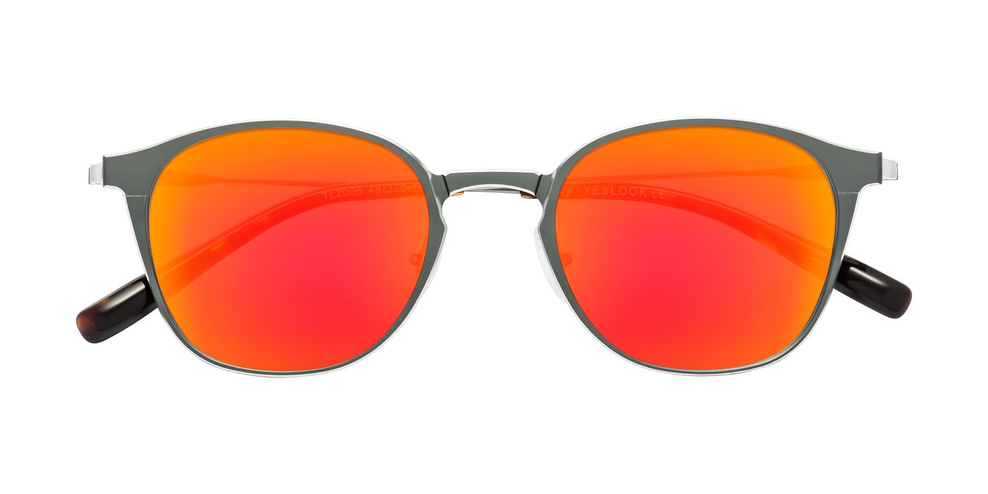 Lzzy - Metallic Gray/Silver Flash Mirrored Sunglasses