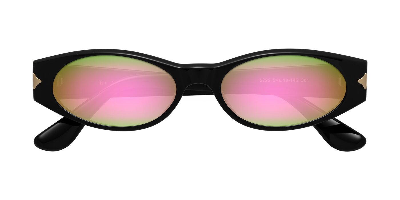 Tau - Black Flash Mirrored Sunglasses