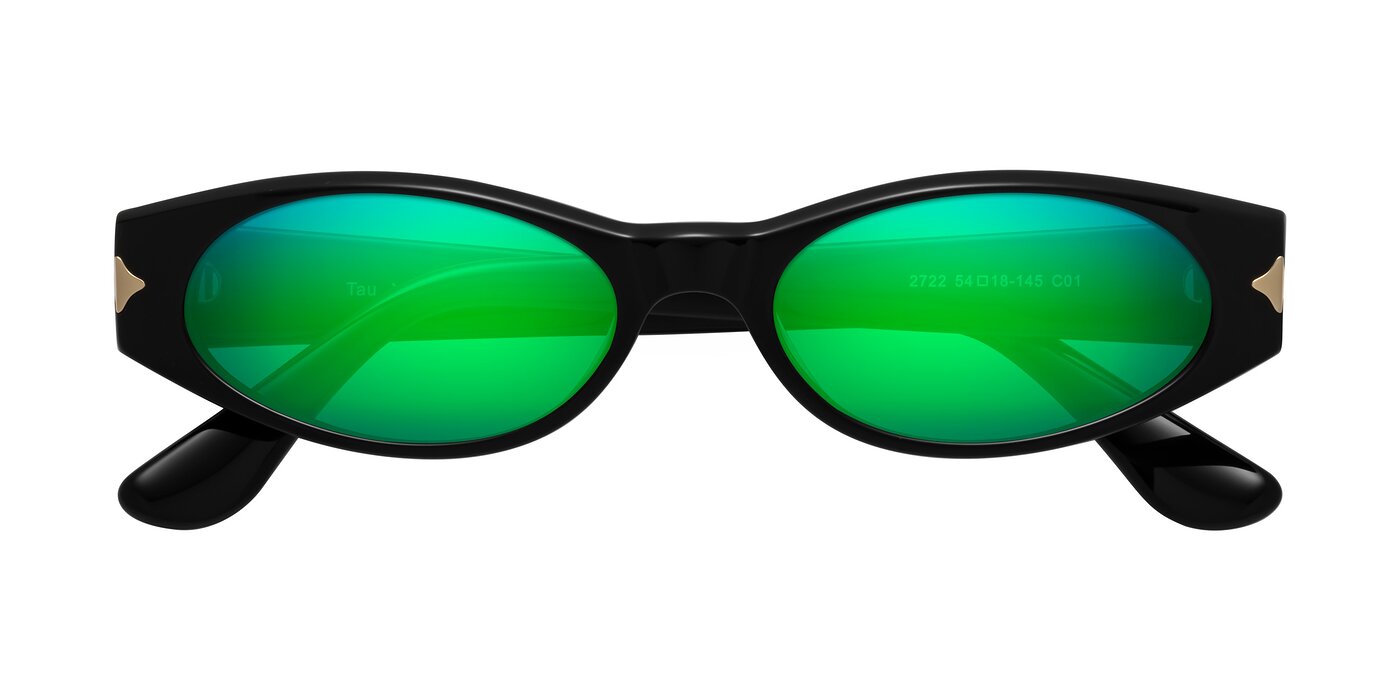 Tau - Black Flash Mirrored Sunglasses