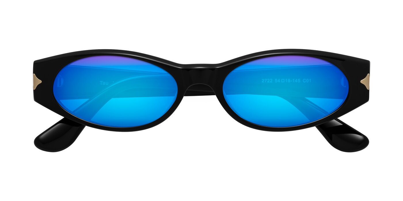 Tau - Black Flash Mirrored Sunglasses