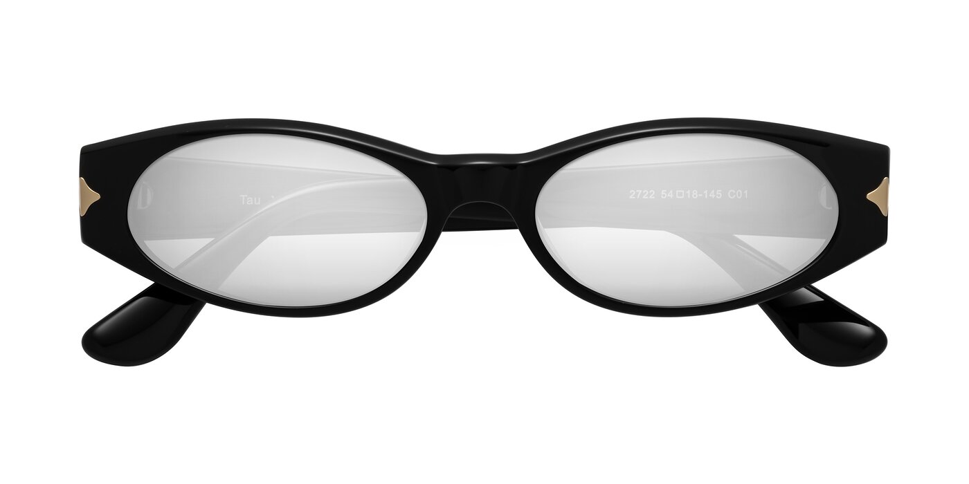 Tau - Black Flash Mirrored Sunglasses