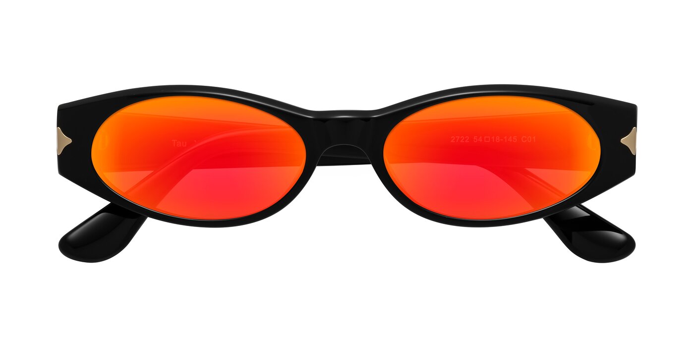 Tau - Black Flash Mirrored Sunglasses