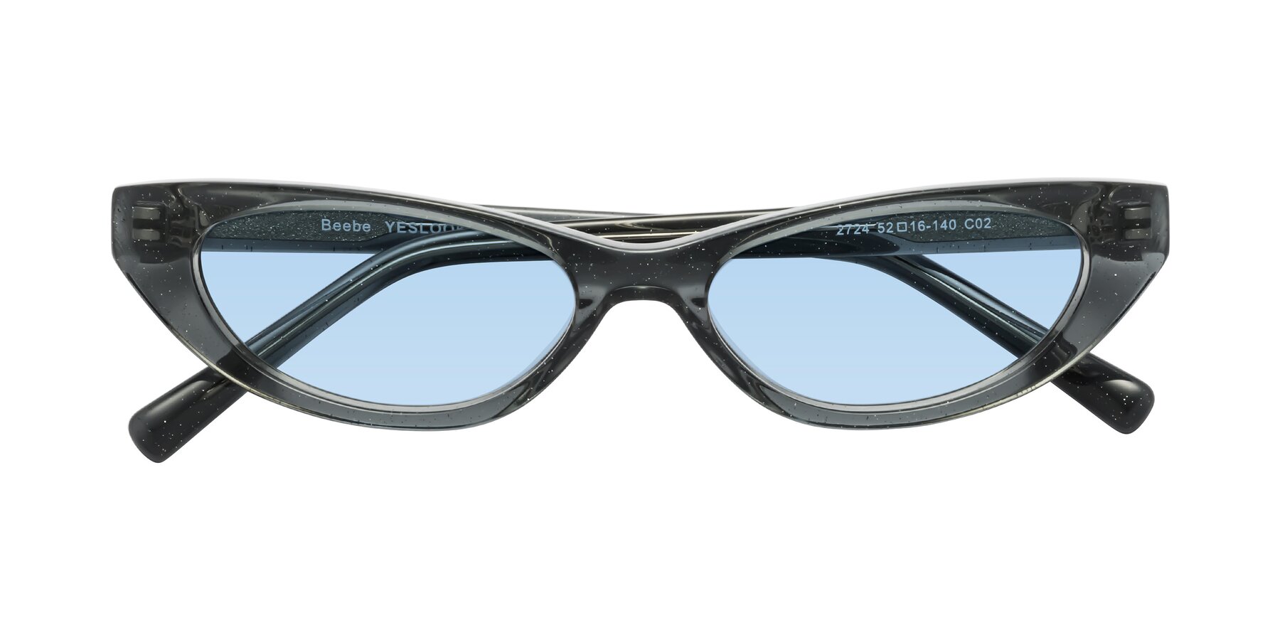 Folded Front of Beebe in Pearlescent Gray with Light Blue Tinted Lenses