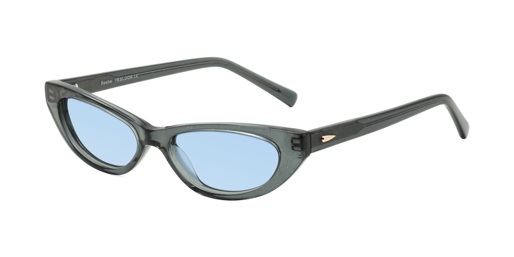Angle of Beebe in Pearlescent Gray with Light Blue Tinted Lenses