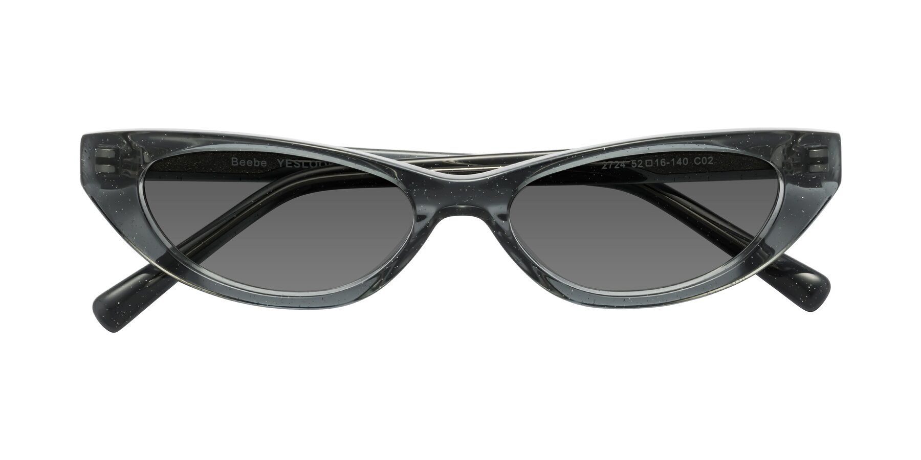 Folded Front of Beebe in Pearlescent Gray with Medium Gray Tinted Lenses