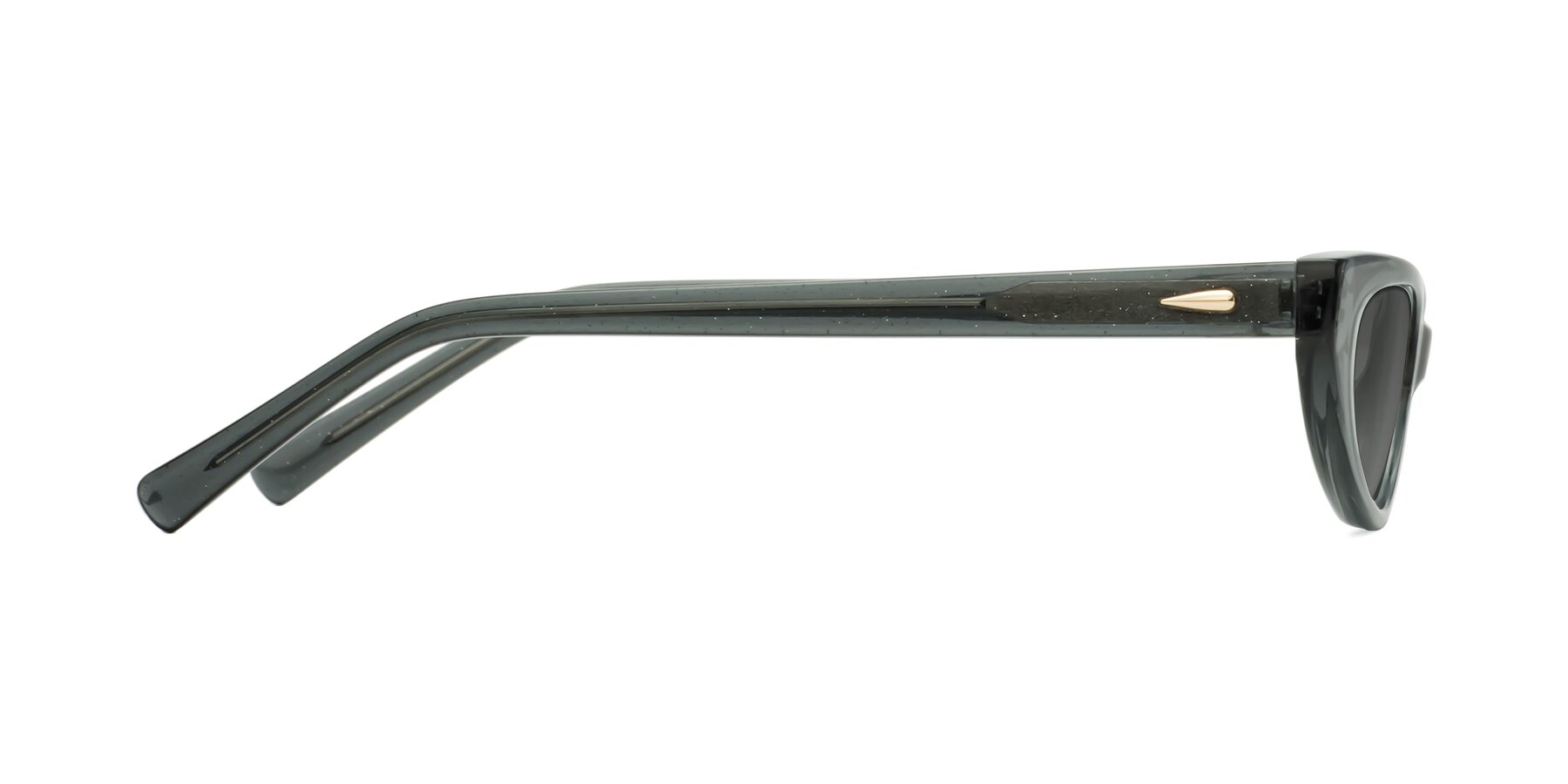 Side of Beebe in Pearlescent Gray with Medium Gray Tinted Lenses