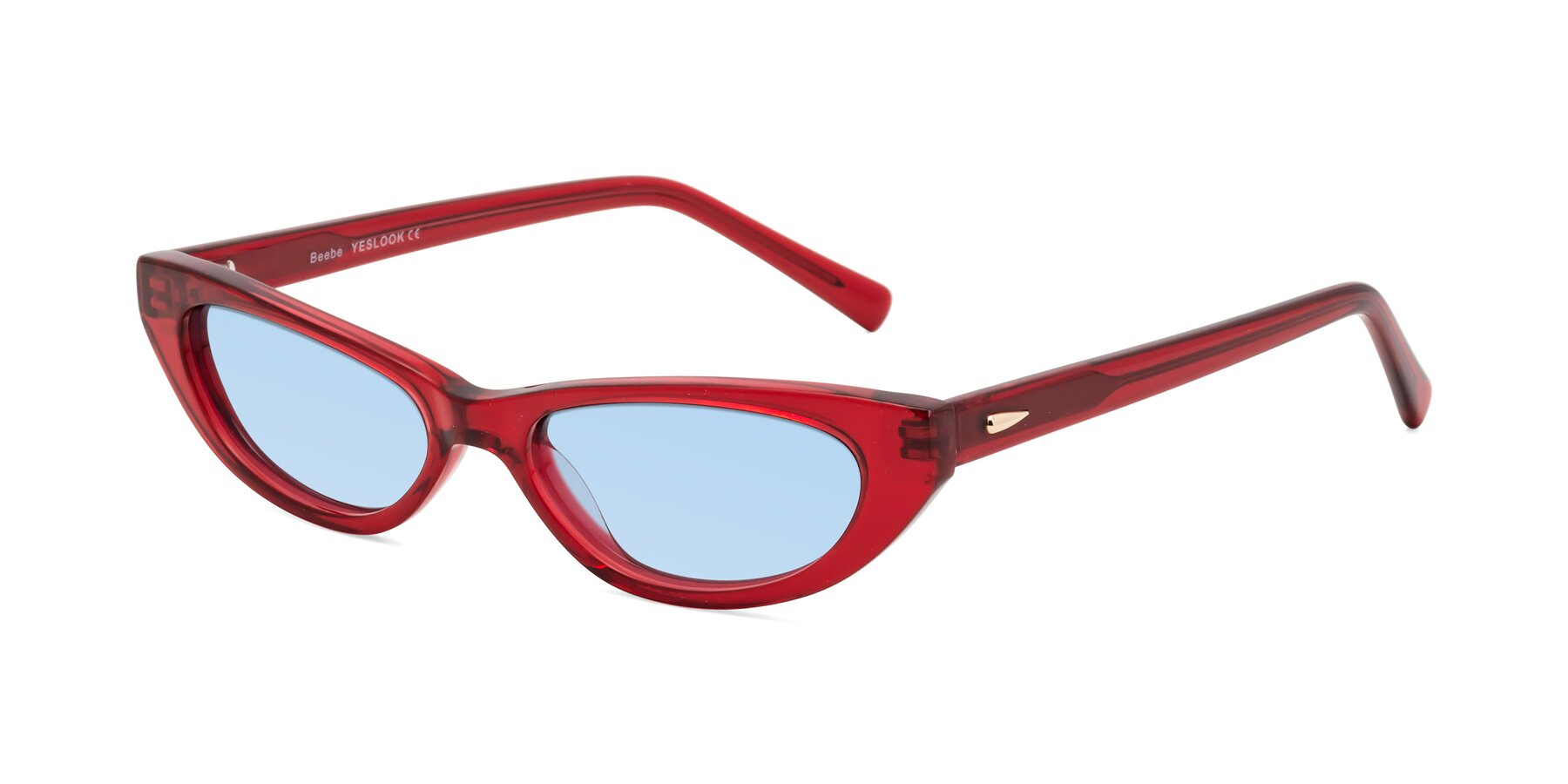 Angle of Beebe in Pearlescent Red with Light Blue Tinted Lenses