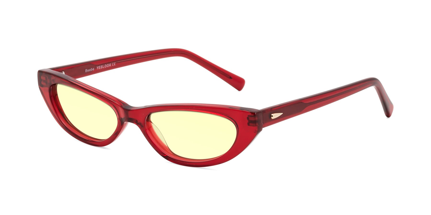 Angle of Beebe in Pearlescent Red with Light Yellow Tinted Lenses