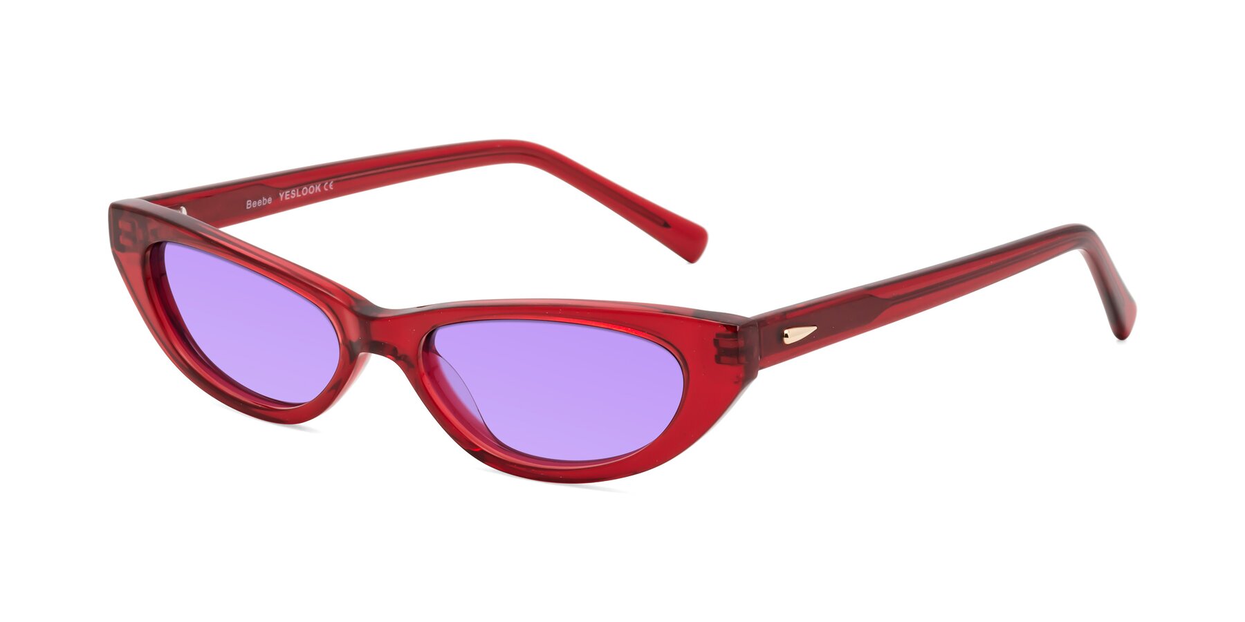 Angle of Beebe in Pearlescent Red with Medium Purple Tinted Lenses