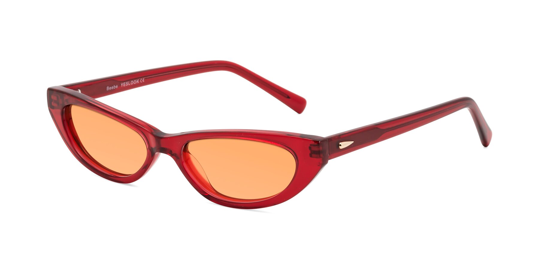 Angle of Beebe in Pearlescent Red with Medium Orange Tinted Lenses