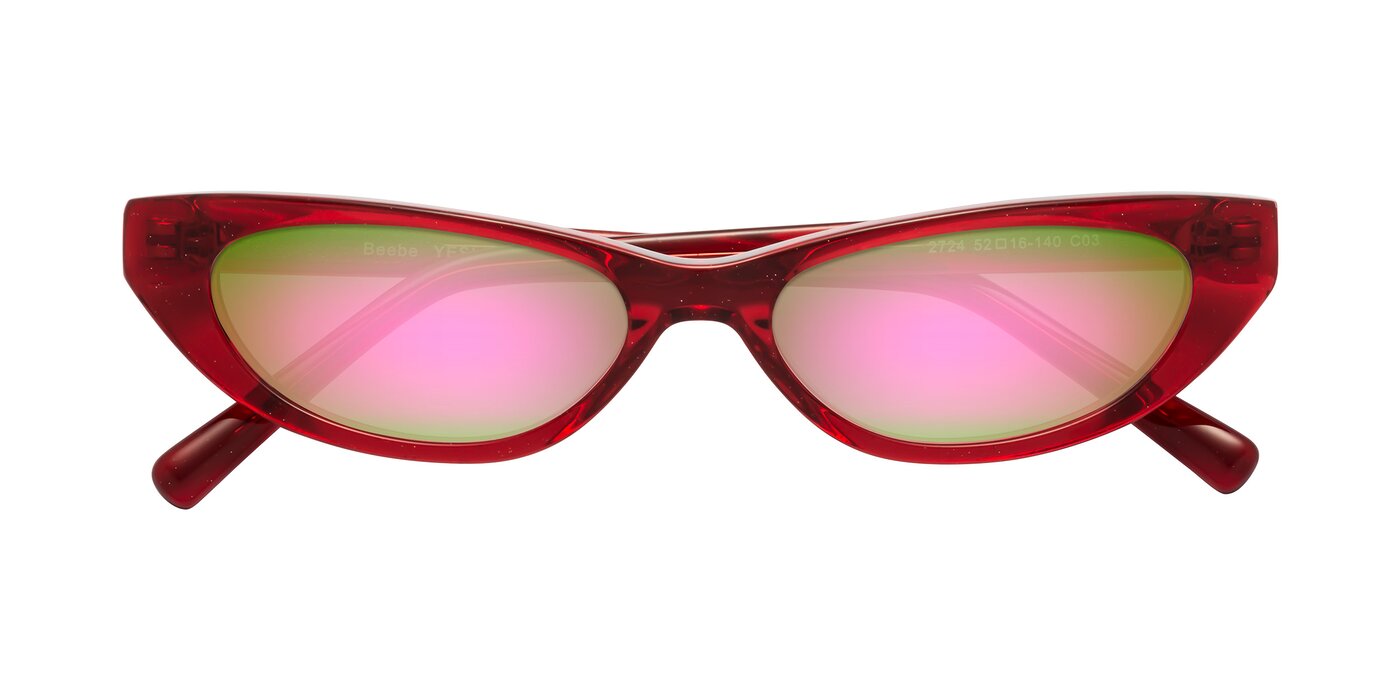 Beebe - Pearlescent Red Flash Mirrored Sunglasses