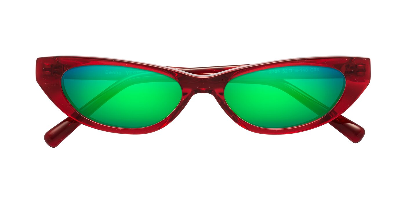Beebe - Pearlescent Red Flash Mirrored Sunglasses