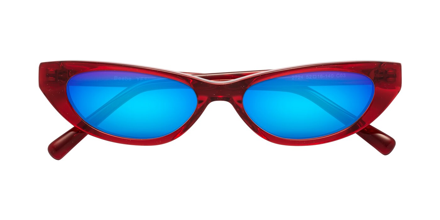 Beebe - Pearlescent Red Flash Mirrored Sunglasses