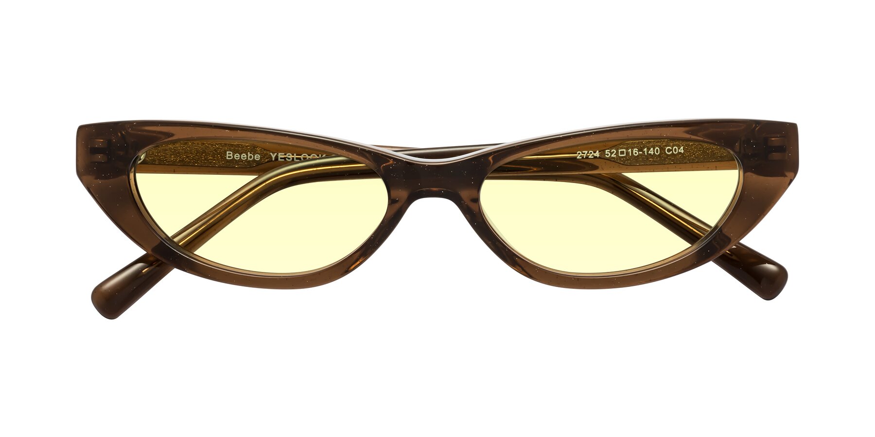 Folded Front of Beebe in Pearlescent Brown with Light Yellow Tinted Lenses