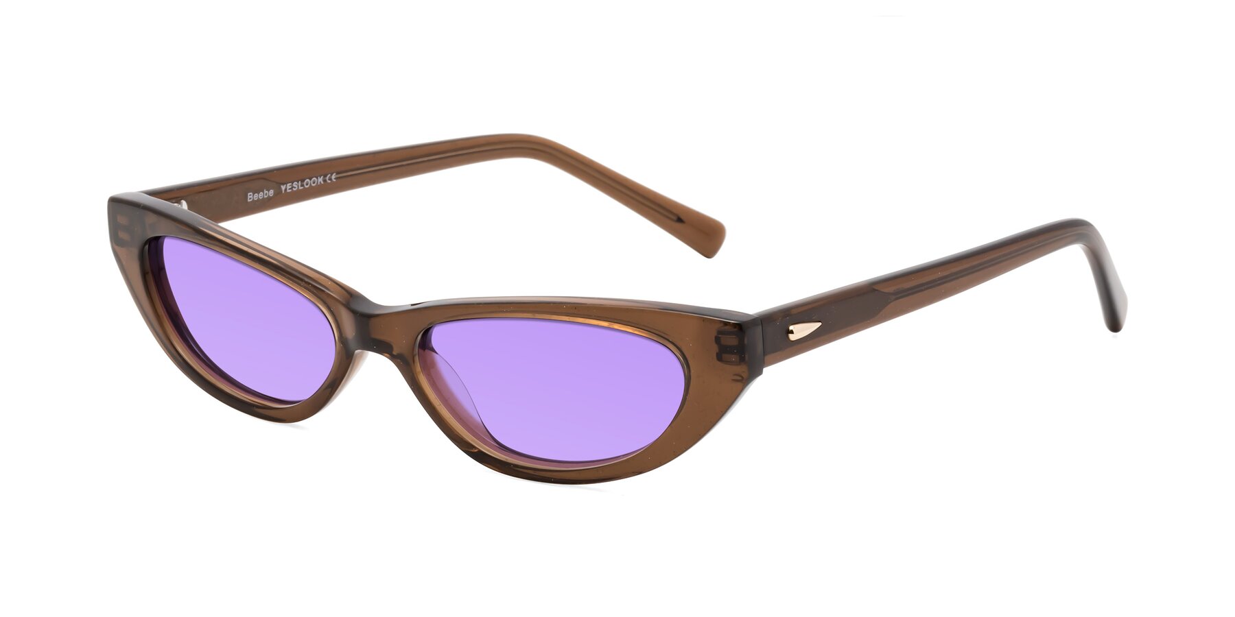 Angle of Beebe in Pearlescent Brown with Medium Purple Tinted Lenses