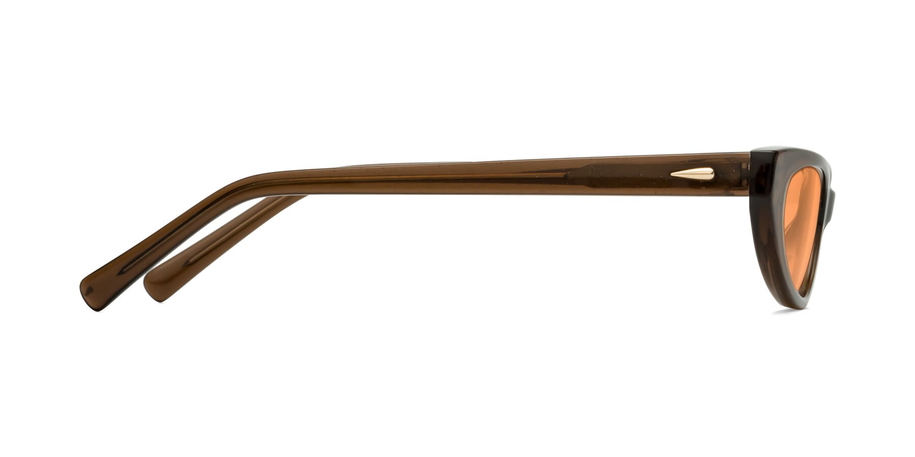 Side of Beebe in Pearlescent Brown with Medium Orange Tinted Lenses