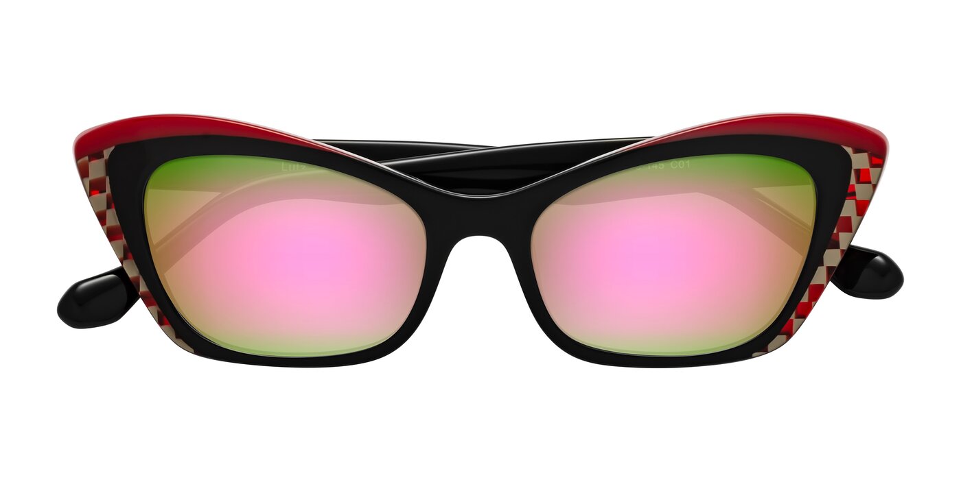Lutz - Black/Red Flash Mirrored Sunglasses