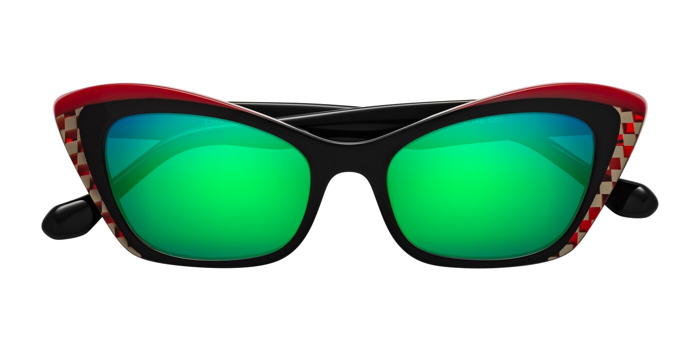 Lutz - Black / Red Flash Mirrored Sunglasses