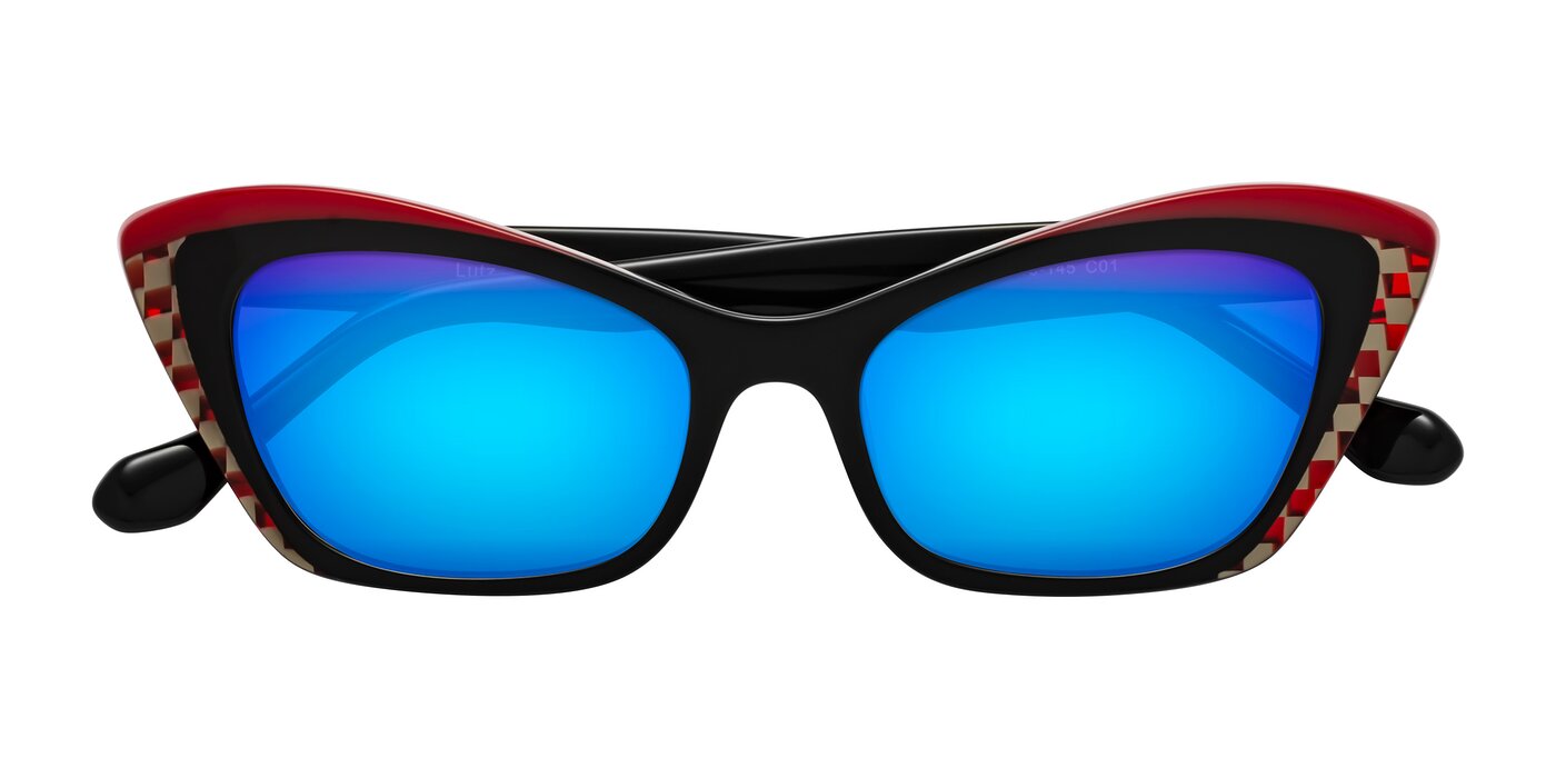 Lutz - Black / Red Flash Mirrored Sunglasses