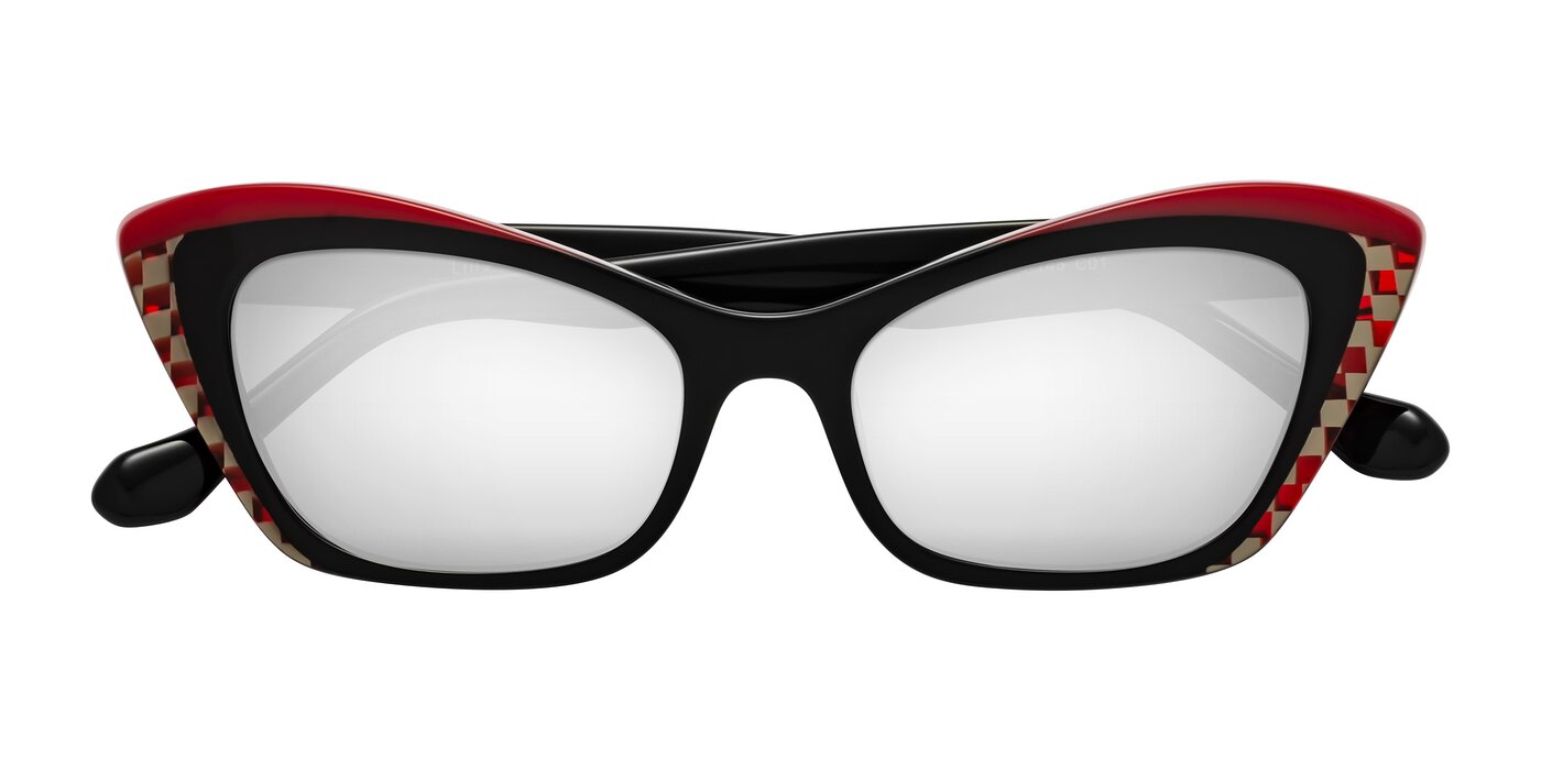 Lutz - Black / Red Flash Mirrored Sunglasses