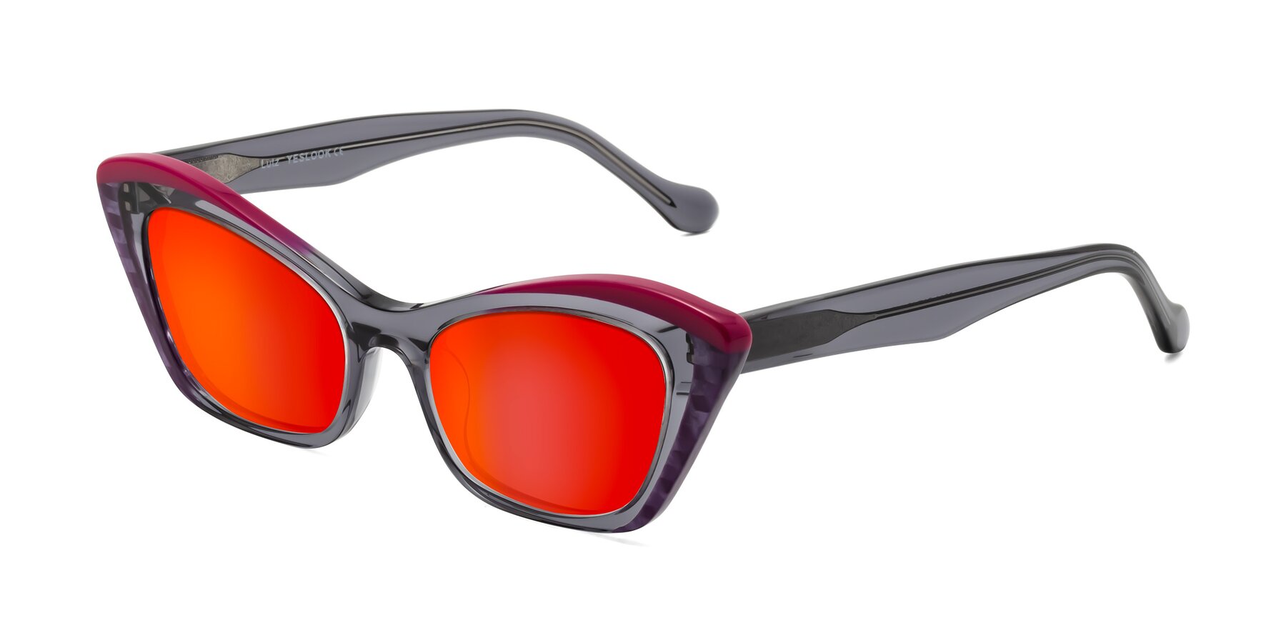 Angle of Lutz in Gray/Fandango with Red Gold Mirrored Lenses
