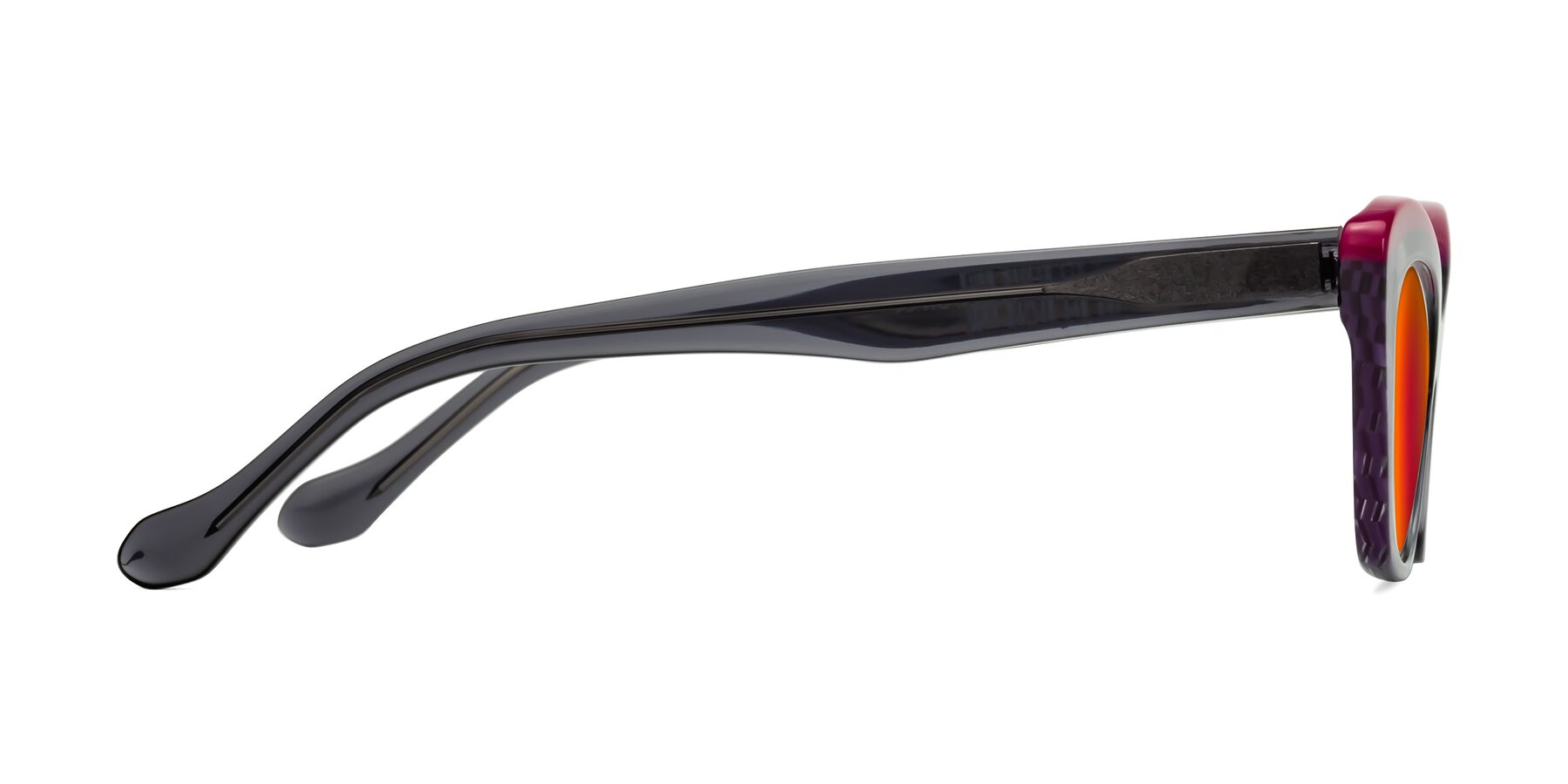 Side of Lutz in Gray/Fandango with Red Gold Mirrored Lenses
