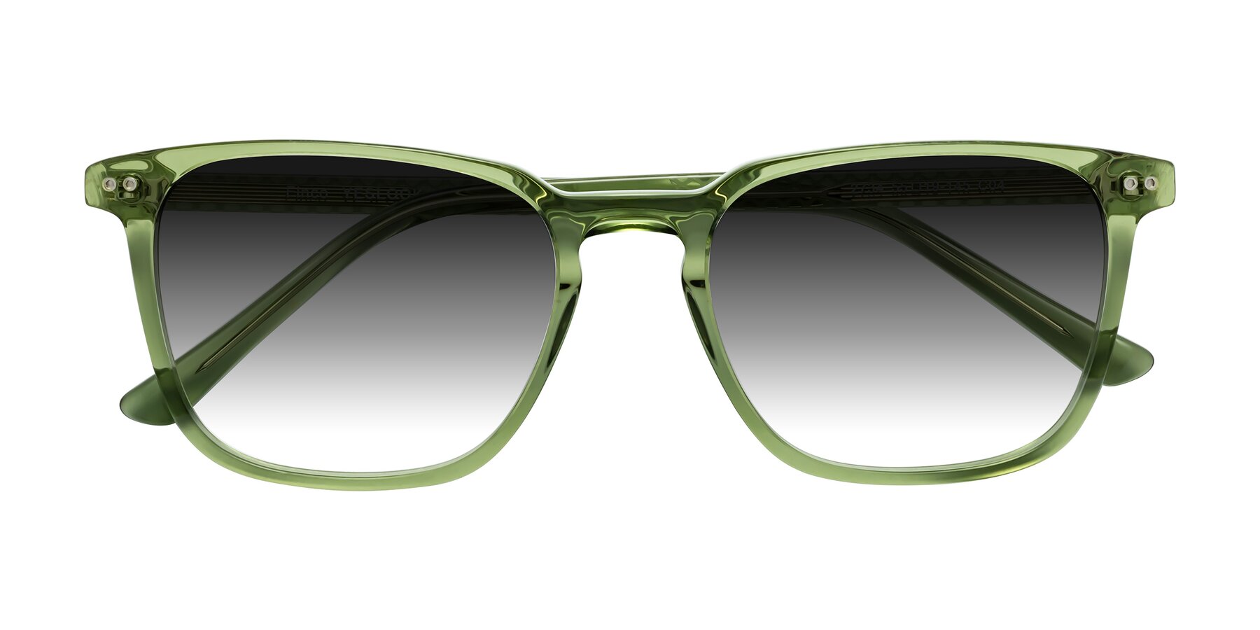 Folded Front of Finco in Transparent Green with Gray Gradient Lenses