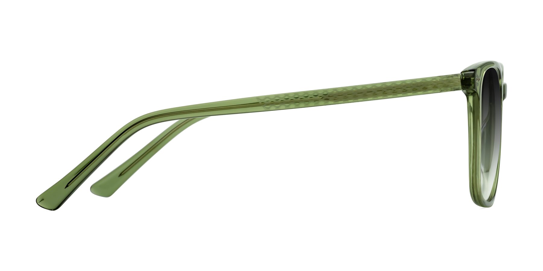 Side of Finco in Transparent Green with Gray Gradient Lenses