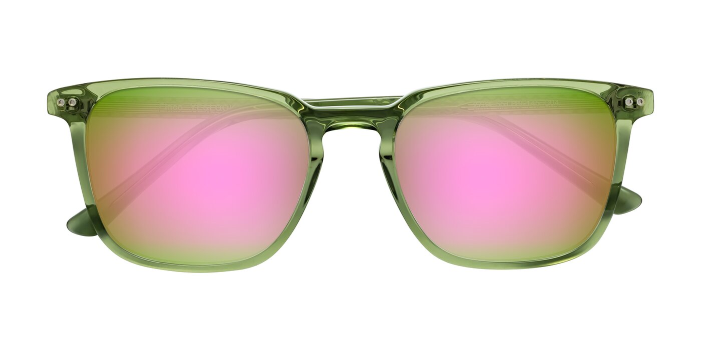 Finco - Transparent Green Flash Mirrored Sunglasses