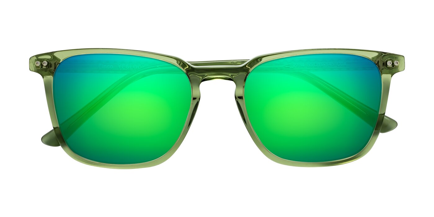 Finco - Transparent Green Flash Mirrored Sunglasses