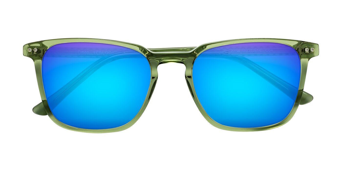 Finco - Transparent Green Flash Mirrored Sunglasses