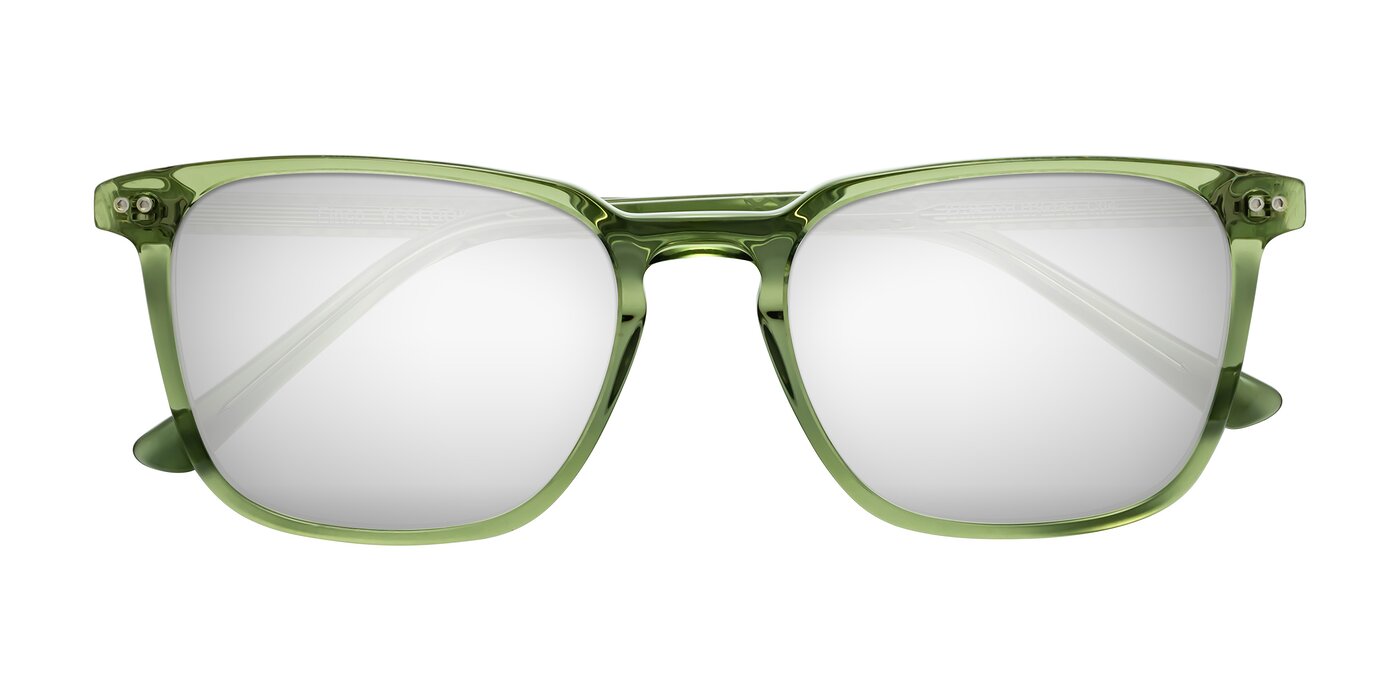 Finco - Transparent Green Flash Mirrored Sunglasses
