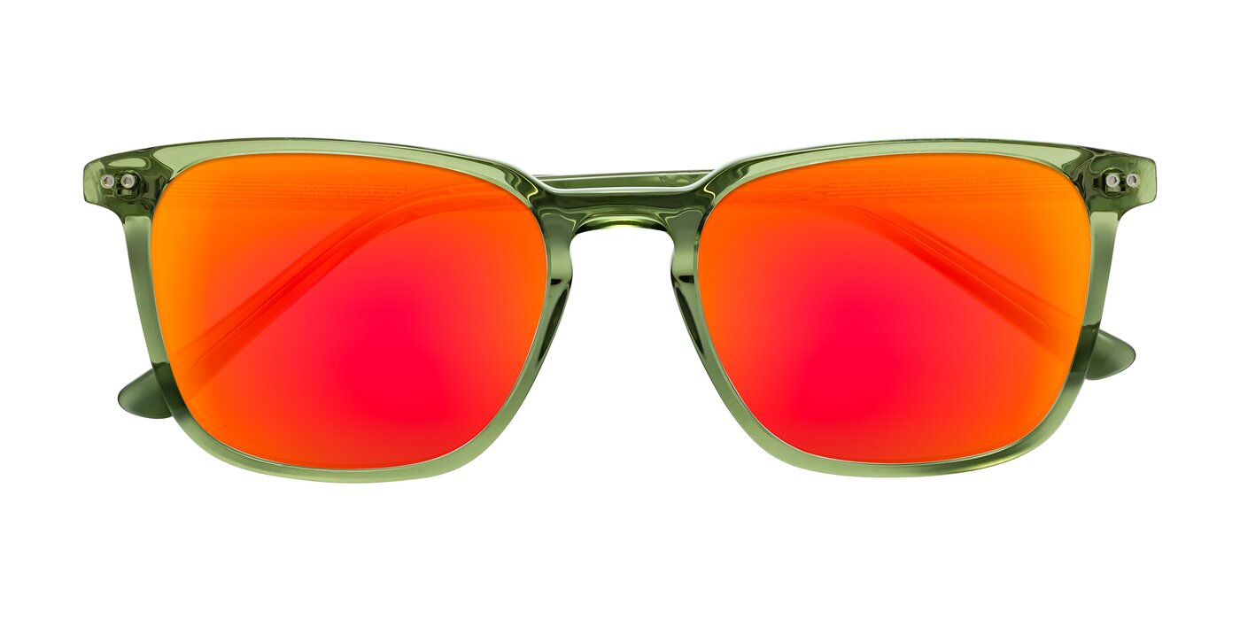 Finco - Transparent Green Flash Mirrored Sunglasses