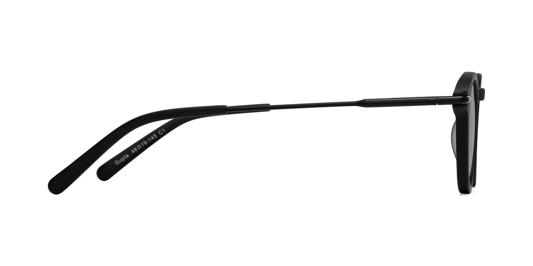 Side of Gupta in Matte Black with Light Gray Tinted Lenses