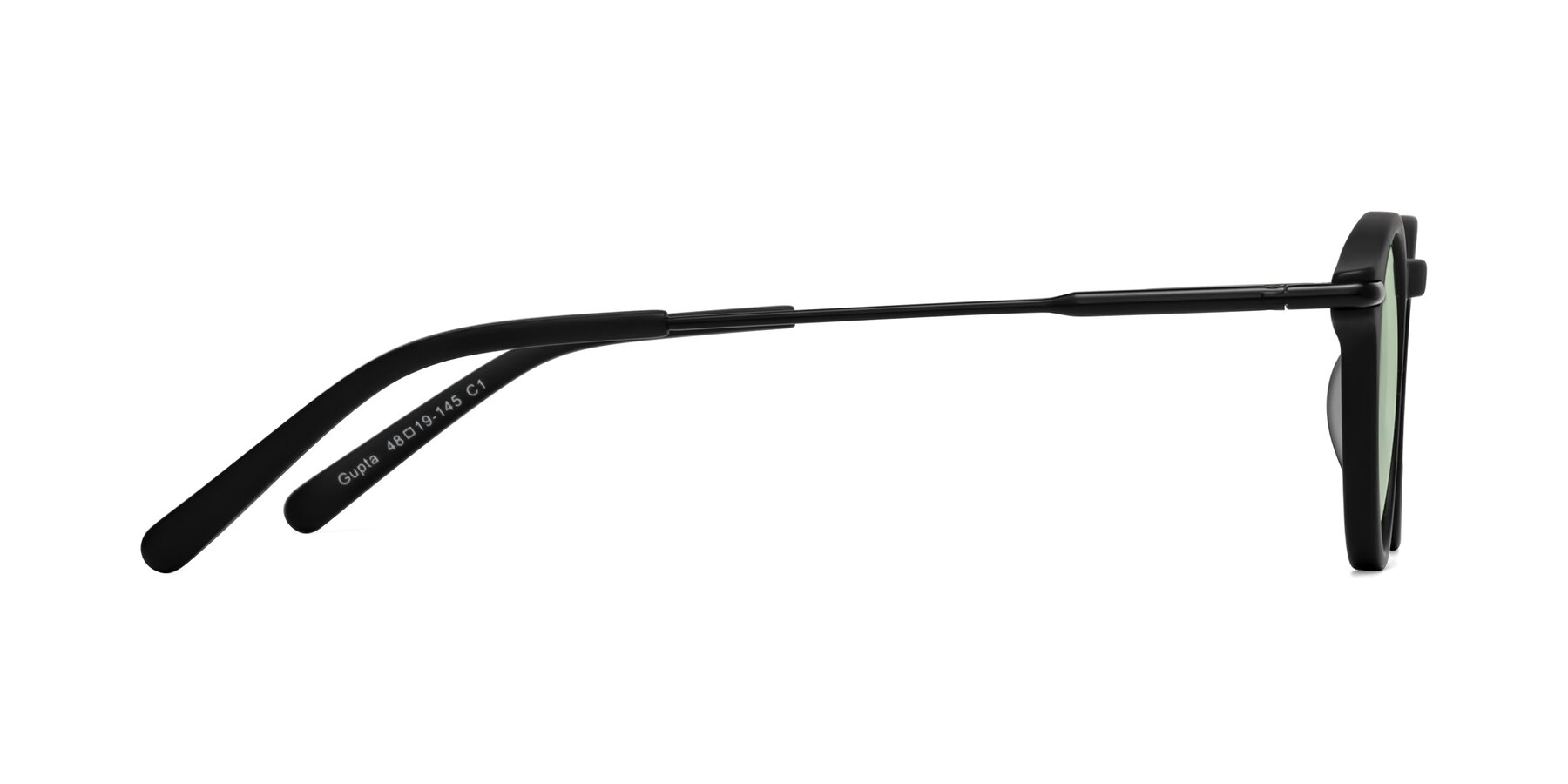 Side of Gupta in Matte Black with Light Green Tinted Lenses