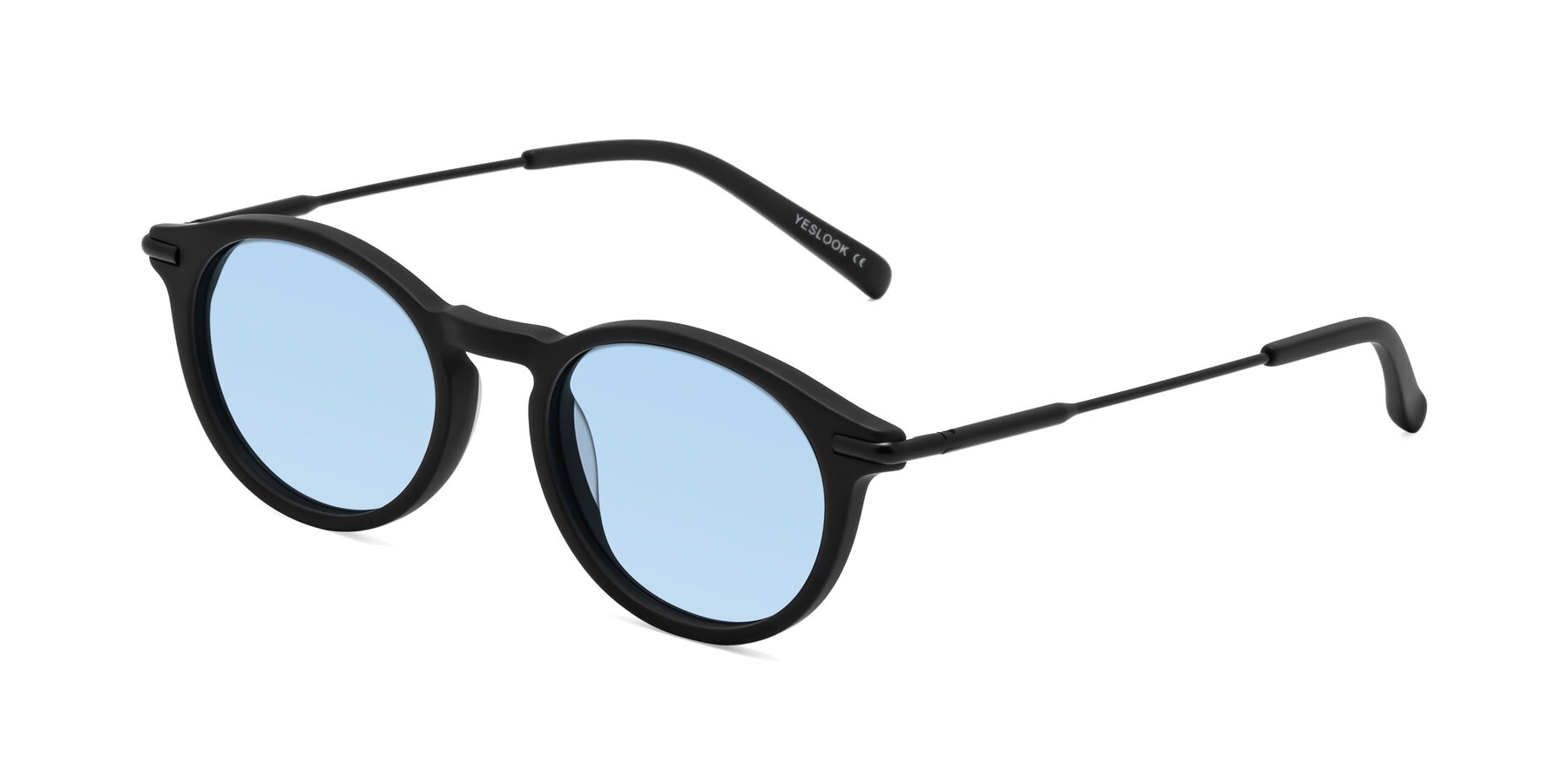 Angle of Gupta in Matte Black with Light Blue Tinted Lenses