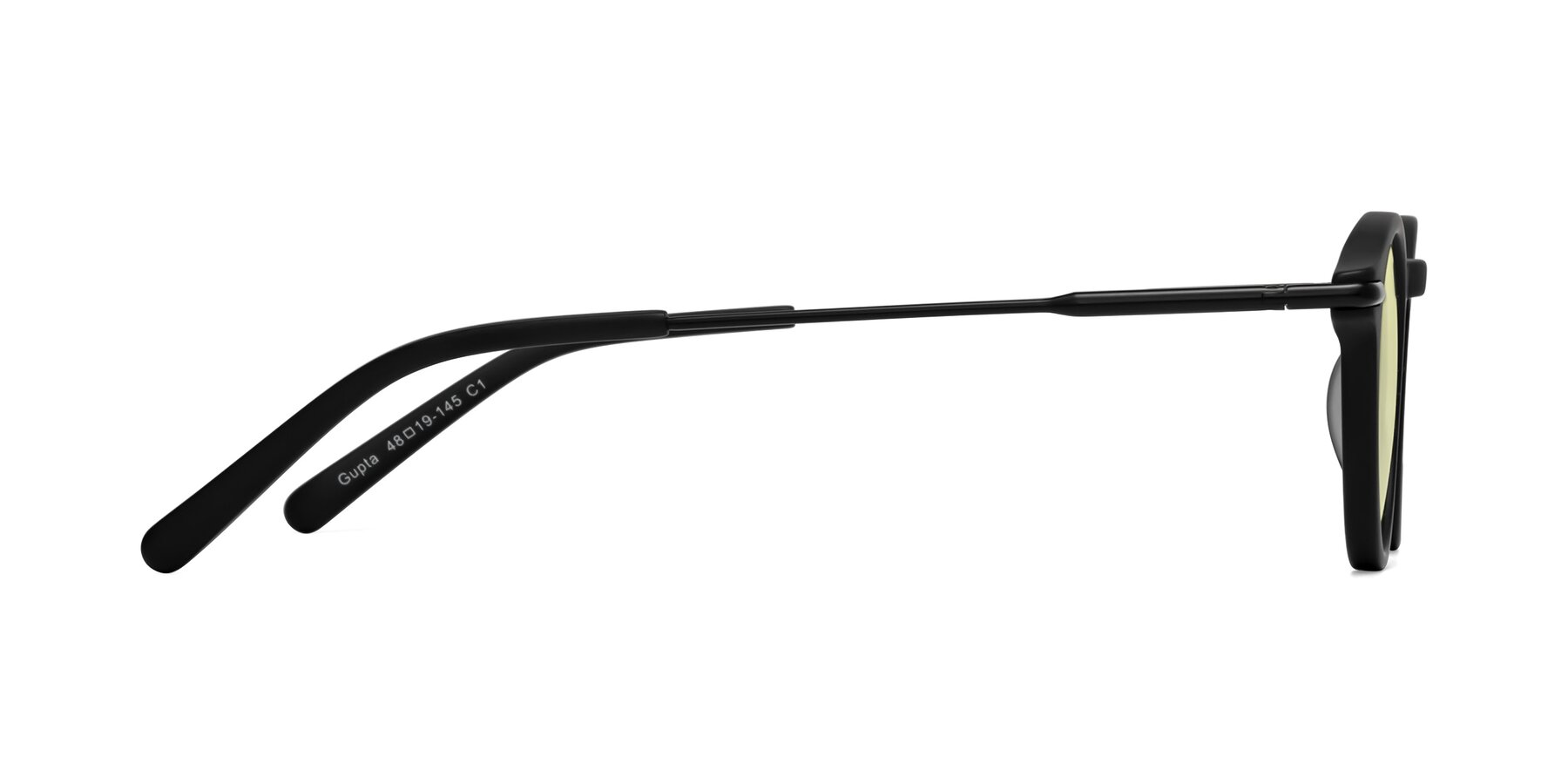 Side of Gupta in Matte Black with Light Yellow Tinted Lenses