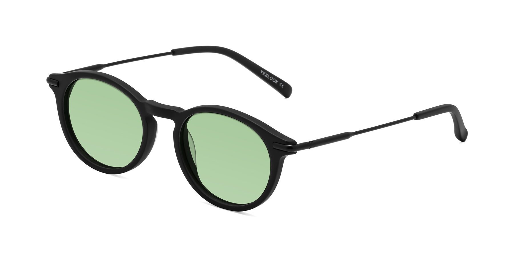 Angle of Gupta in Matte Black with Medium Green Tinted Lenses