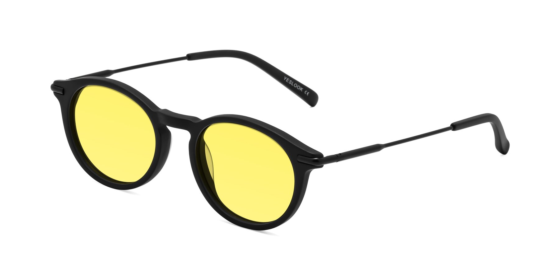 Angle of Gupta in Matte Black with Medium Yellow Tinted Lenses