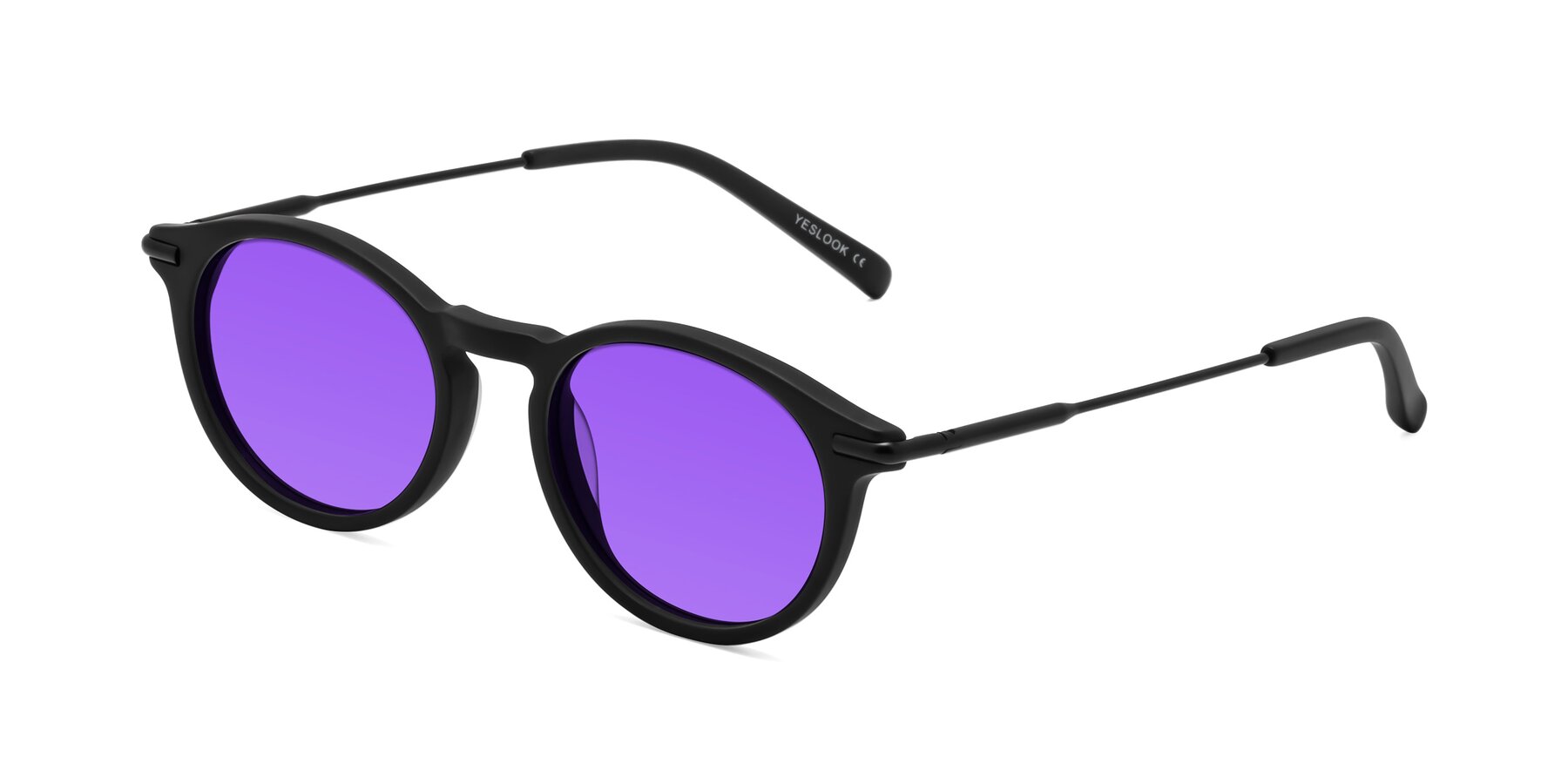 Angle of Gupta in Matte Black with Purple Tinted Lenses