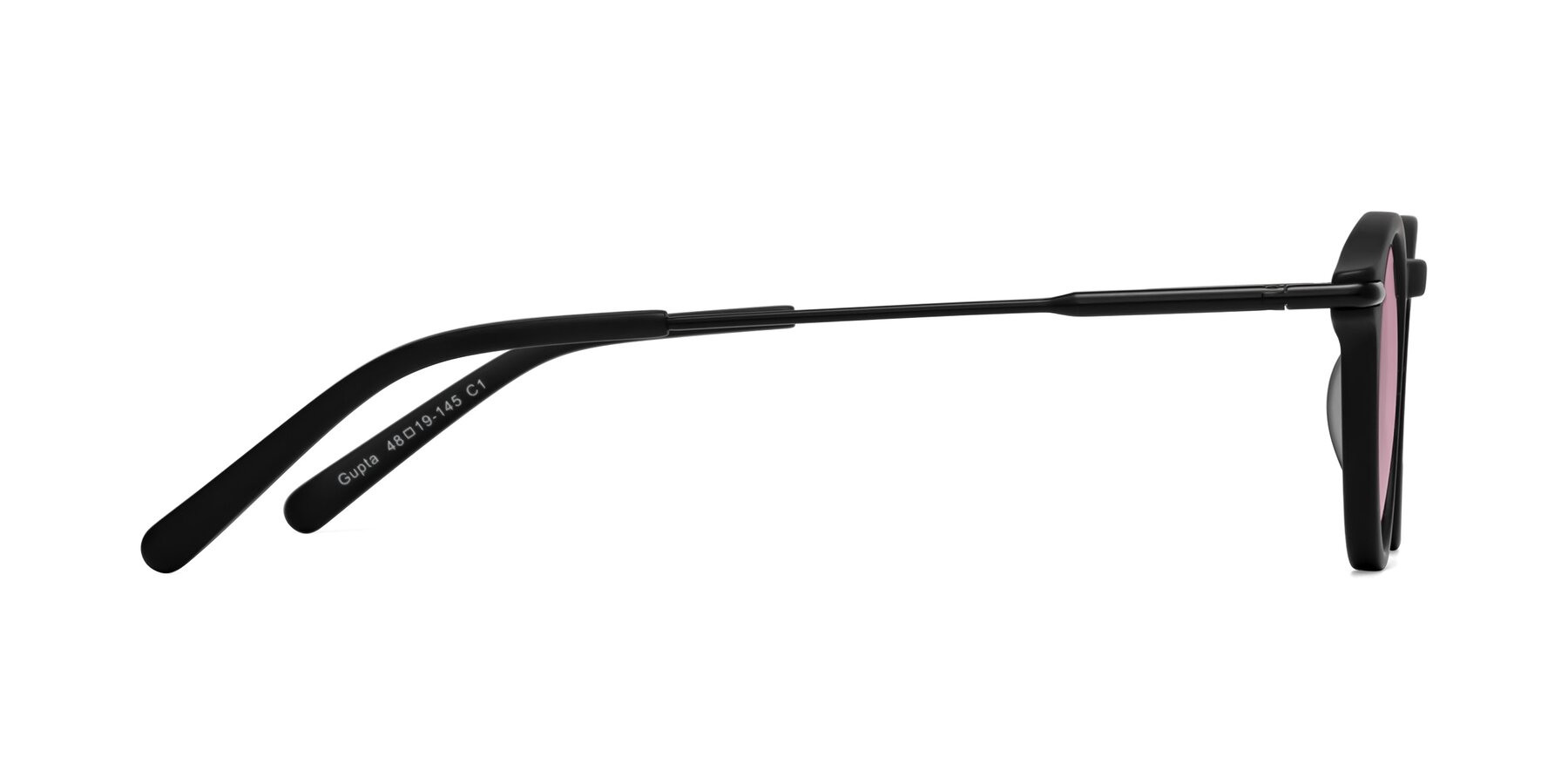 Side of Gupta in Matte Black with Light Wine Tinted Lenses