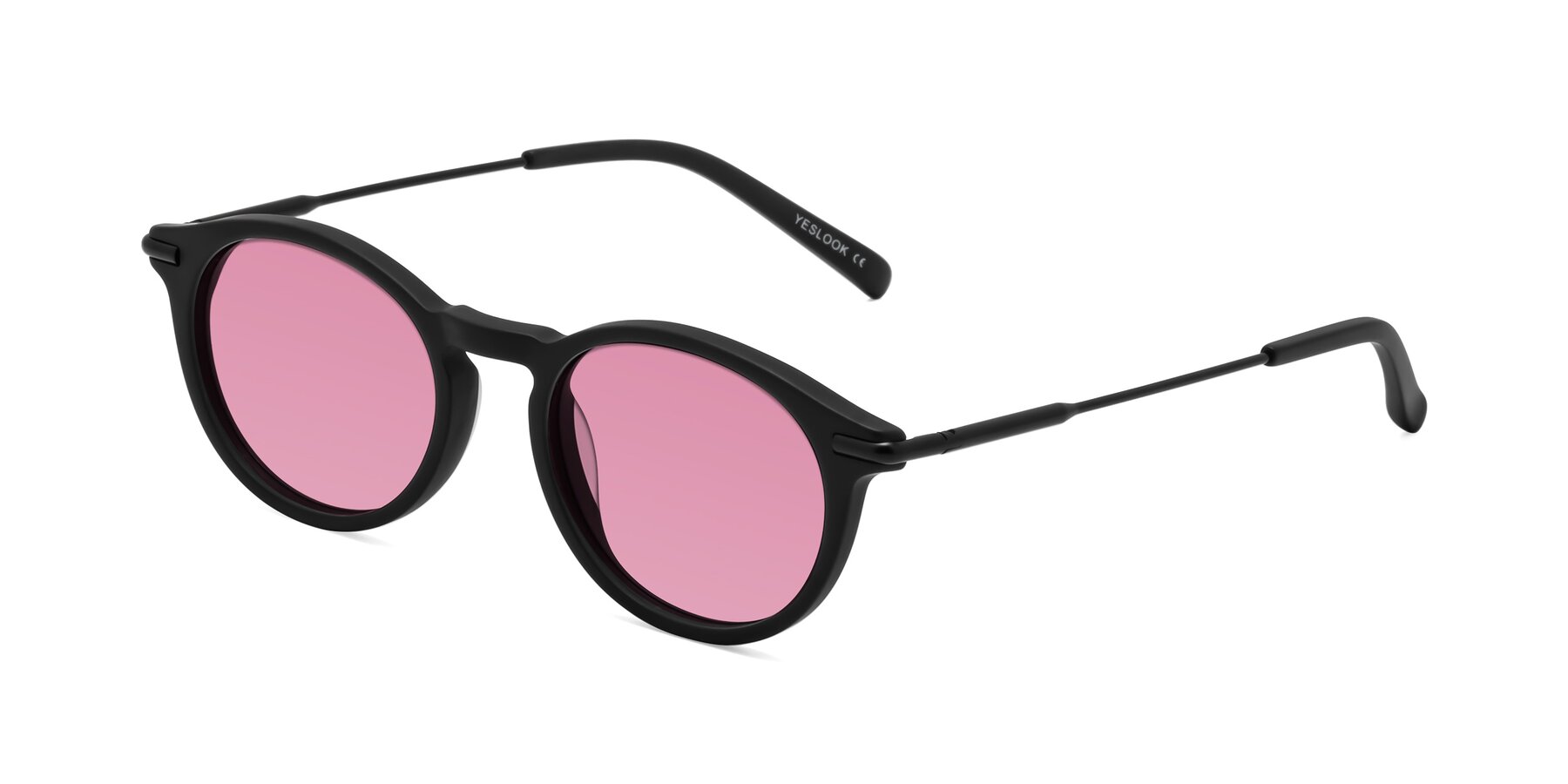Angle of Gupta in Matte Black with Medium Wine Tinted Lenses