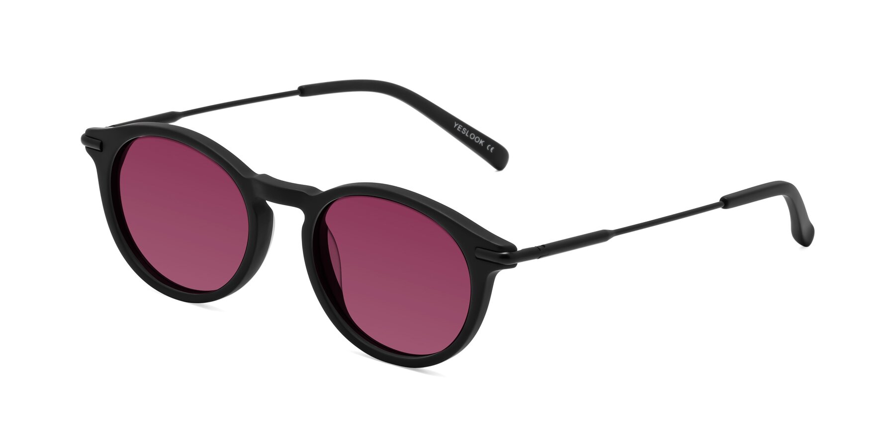 Angle of Gupta in Matte Black with Wine Tinted Lenses